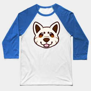 White Shiba Inu Face Baseball T-Shirt